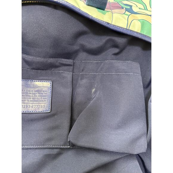 Coach Kyra White Green Blue Logo Printed Dual Top Handle Large Tote Bag - Picture 11 of 12